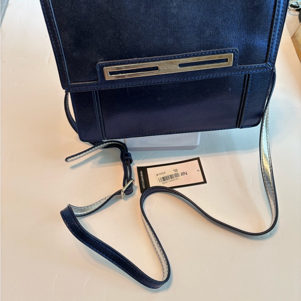 Blue Silver Crossbody Bag Modern Elegance Nine West